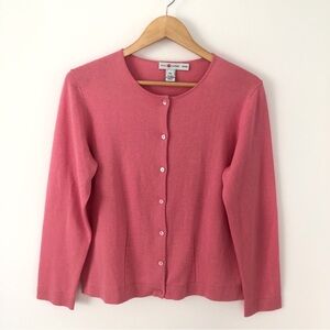 Real Clothes Silk Cashmere Cardigan Sweater Women's P/L Button Front Pink
